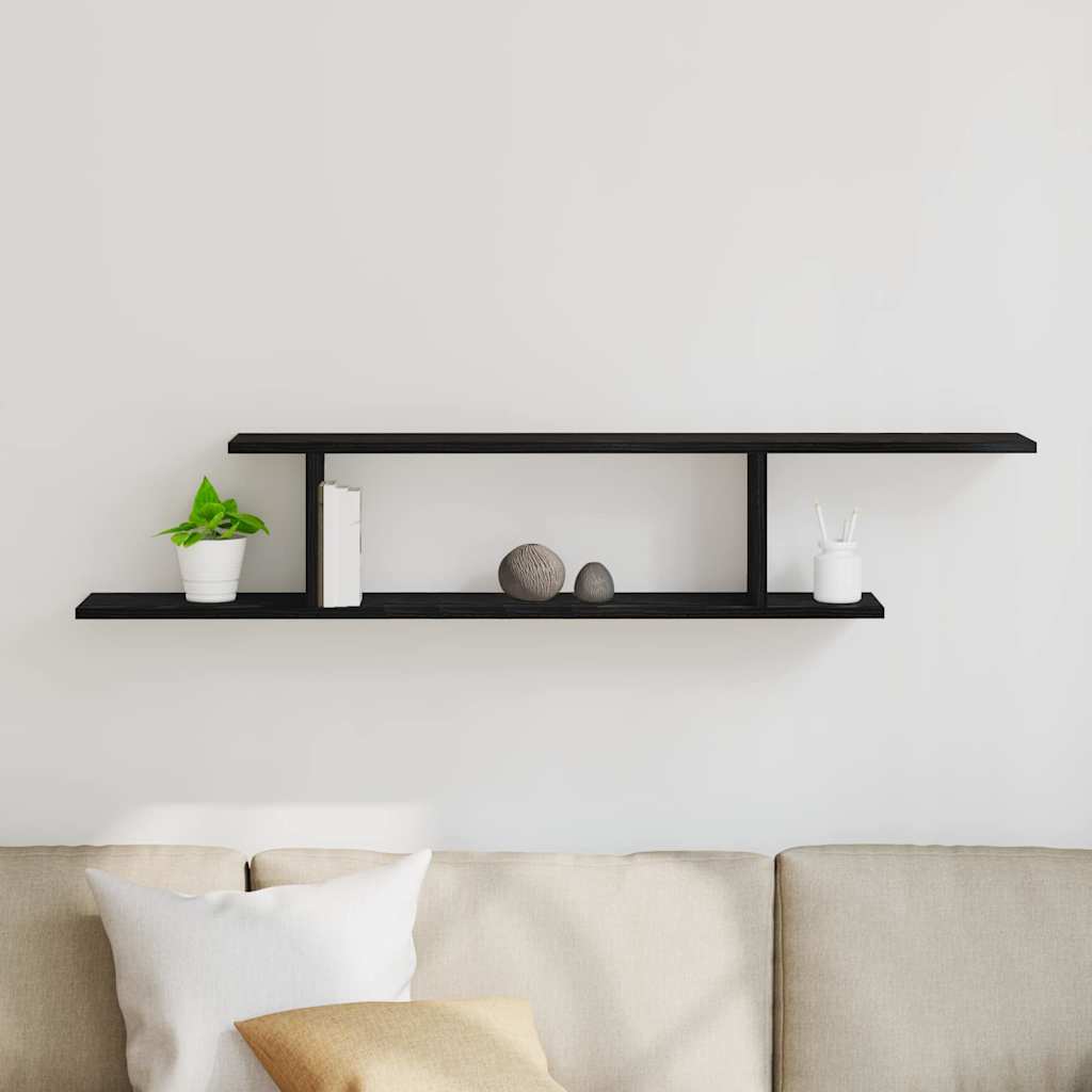 Wandgemonteerde TV Plank met plank Zwart Eiken 125 x 18 x 23 cm is nu te koop bij PeponiXL, paradijselijk wonen!