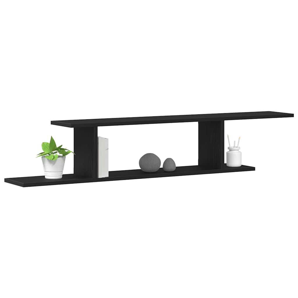 Wandgemonteerde TV Plank met plank Zwart Eiken 125 x 18 x 23 cm is nu te koop bij PeponiXL, paradijselijk wonen!