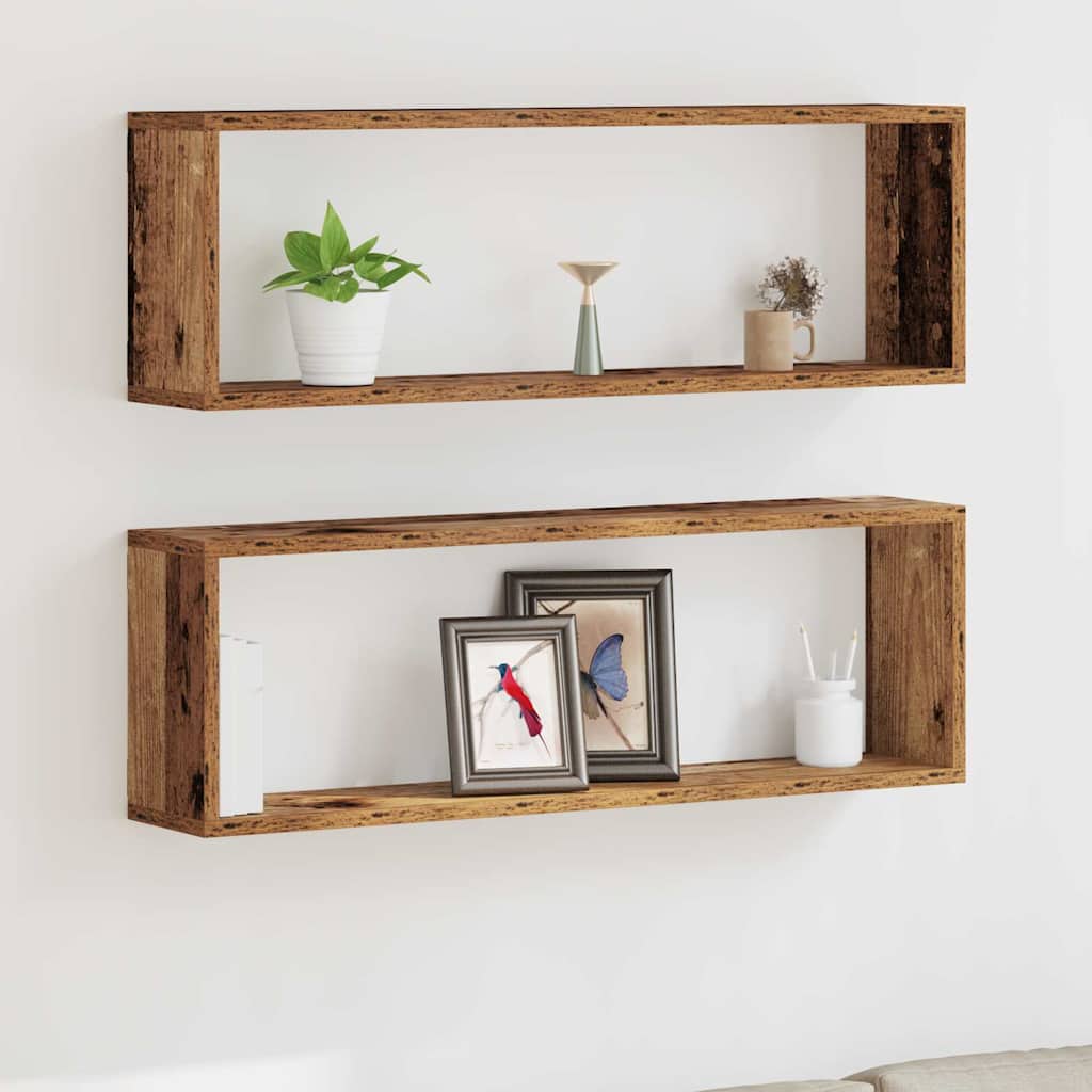 Wandschappen 2 pcs Oudhout 80 x 15 x 26 cm Bewerkt hout is nu te koop bij PeponiXL, paradijselijk wonen!