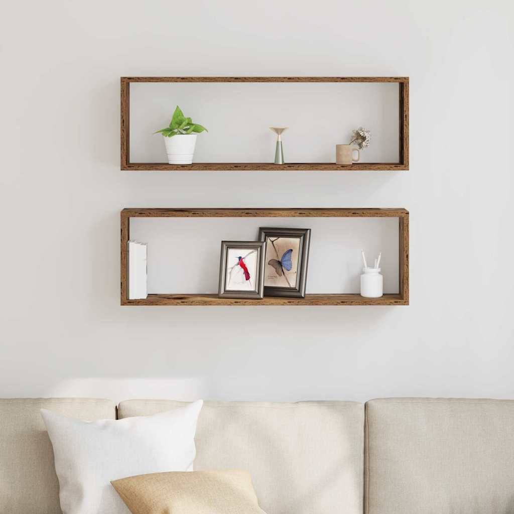 Wandschappen 2 pcs Oudhout 80 x 15 x 26 cm Bewerkt hout is nu te koop bij PeponiXL, paradijselijk wonen!
