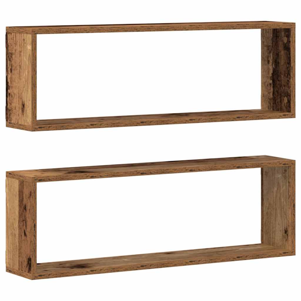 Wandschappen 2 pcs Oudhout 80 x 15 x 26 cm Bewerkt hout is nu te koop bij PeponiXL, paradijselijk wonen!