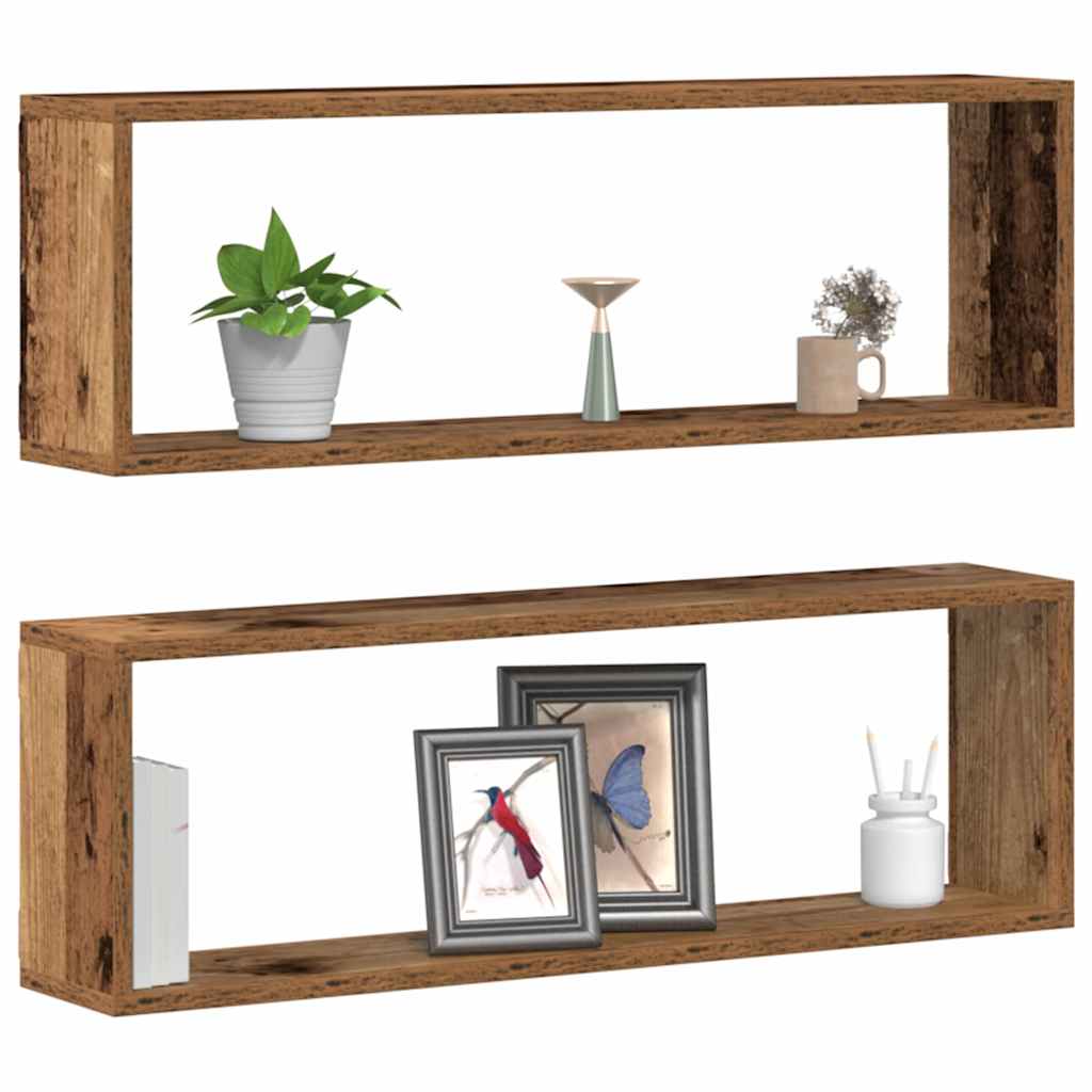 Wandschappen 2 pcs Oudhout 80 x 15 x 26 cm Bewerkt hout is nu te koop bij PeponiXL, paradijselijk wonen!