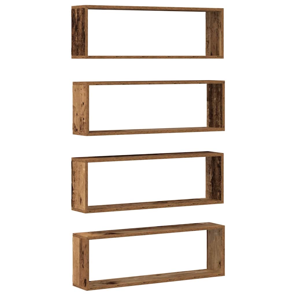Wandschappen 4 pcs Oudhout 80 x 15 x 26 cm Bewerkt hout is nu te koop bij PeponiXL, paradijselijk wonen!