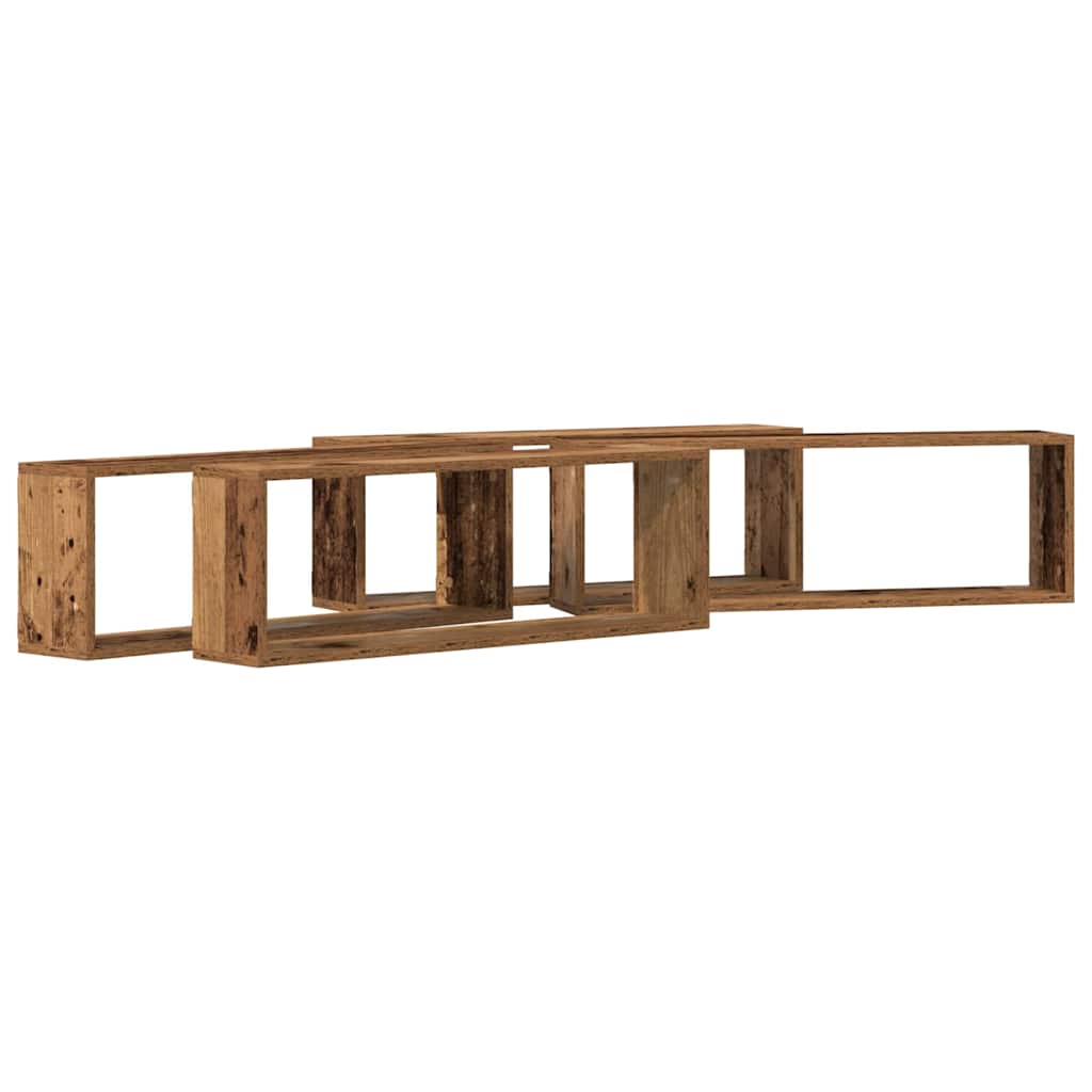 Wandschappen 4 pcs Oudhout 80 x 15 x 26 cm Bewerkt hout is nu te koop bij PeponiXL, paradijselijk wonen!