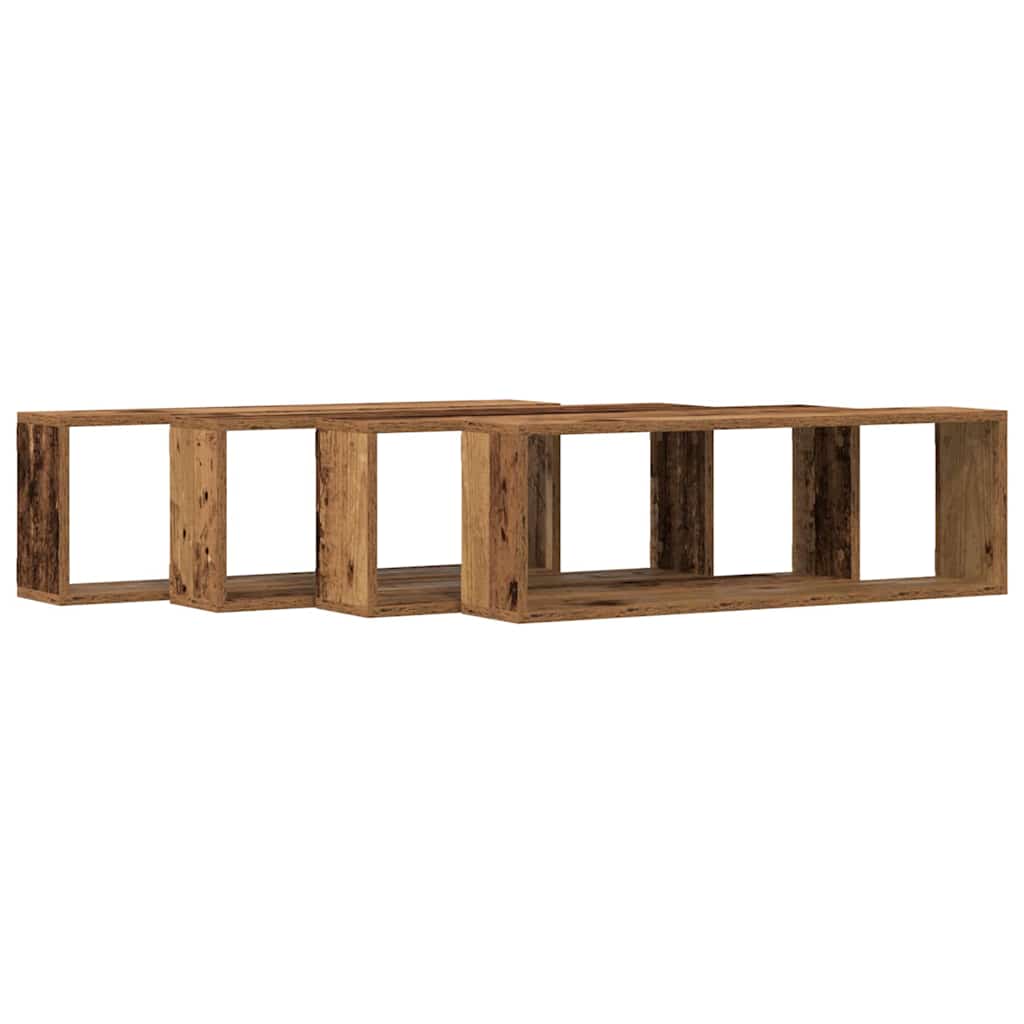 Wandschappen 4 pcs Oudhout 80 x 15 x 26 cm Bewerkt hout is nu te koop bij PeponiXL, paradijselijk wonen!