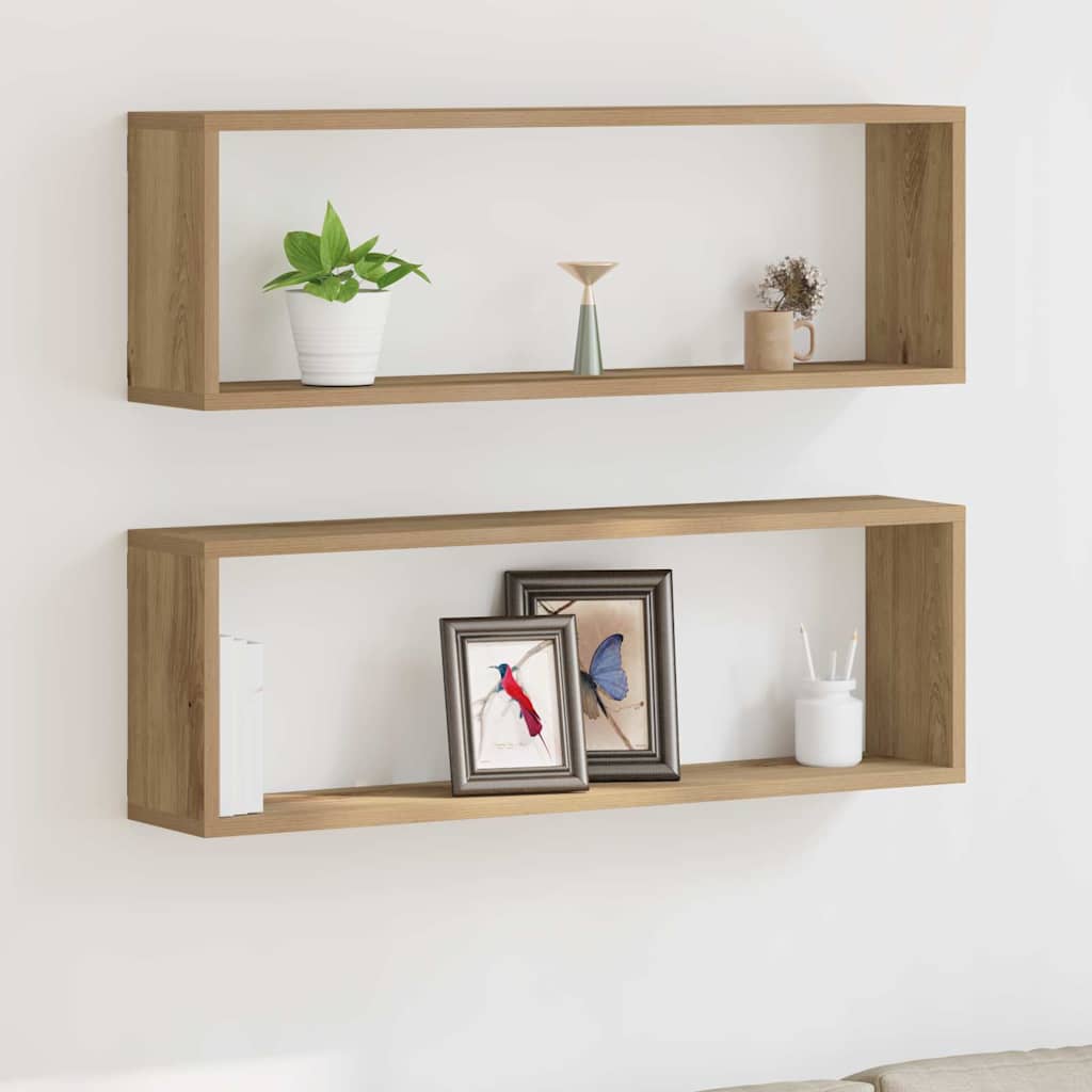 Wandschappen met plank 2 pcs Ambachtelijk eiken 80 x 15 x 26 cm is nu te koop bij PeponiXL, paradijselijk wonen!