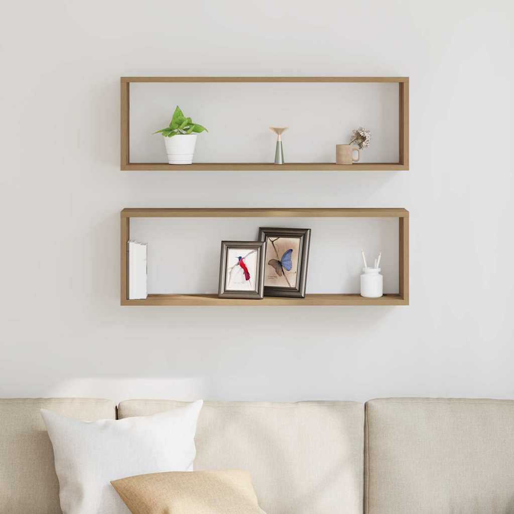 Wandschappen met plank 2 pcs Ambachtelijk eiken 80 x 15 x 26 cm is nu te koop bij PeponiXL, paradijselijk wonen!