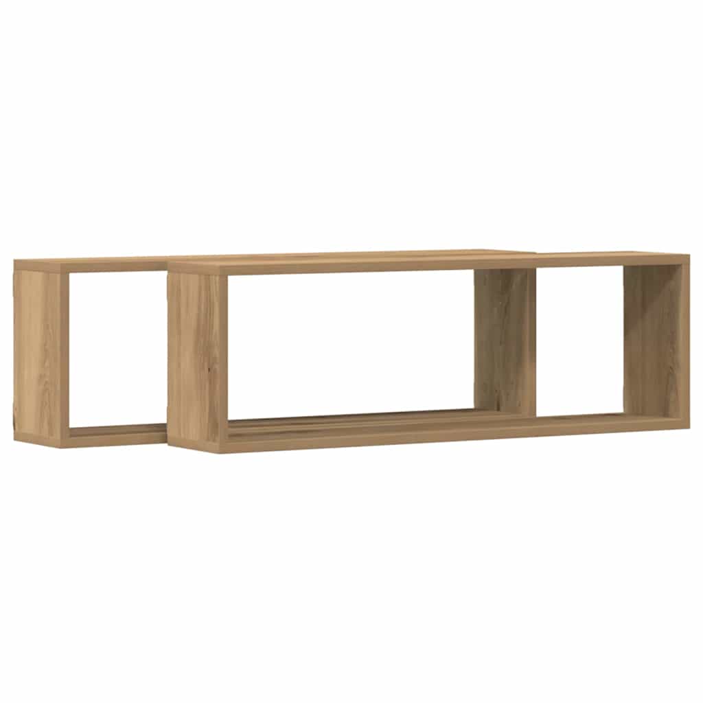 Wandschappen met plank 2 pcs Ambachtelijk eiken 80 x 15 x 26 cm is nu te koop bij PeponiXL, paradijselijk wonen!
