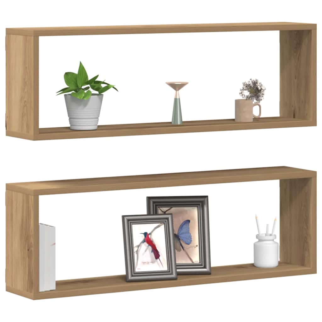 Wandschappen met plank 2 pcs Ambachtelijk eiken 80 x 15 x 26 cm is nu te koop bij PeponiXL, paradijselijk wonen!