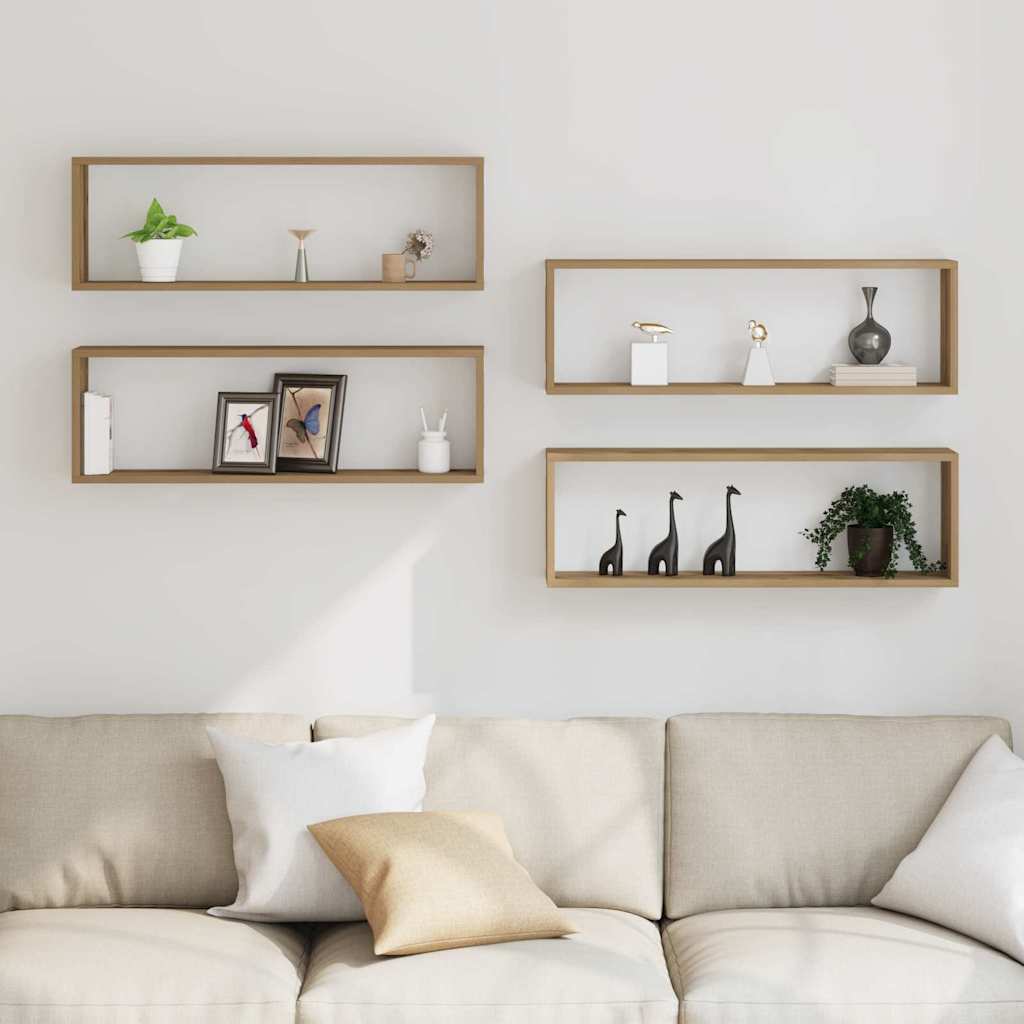 Wandschappen met plank 4 pcs Ambachtelijk eiken 80 x 15 x 26 cm is nu te koop bij PeponiXL, paradijselijk wonen!