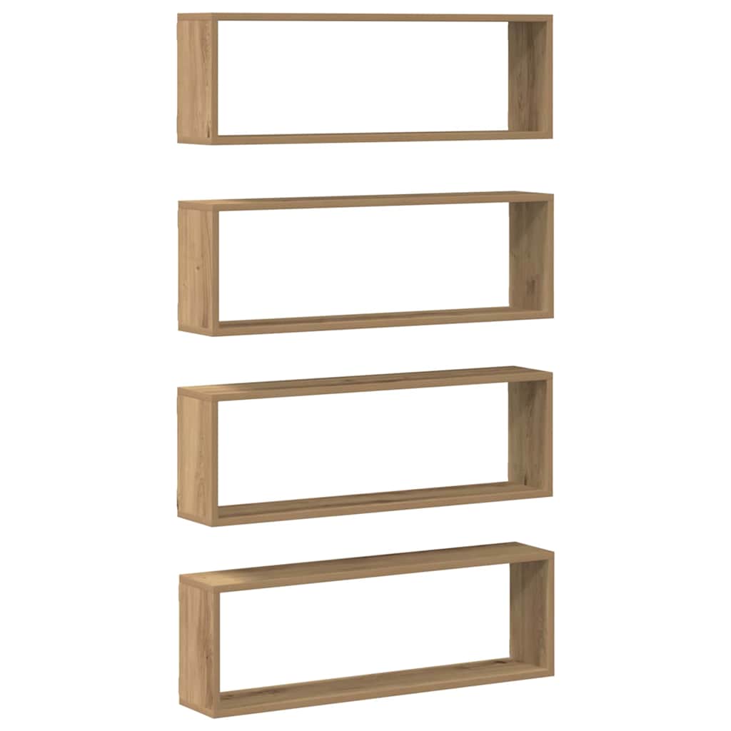 Wandschappen met plank 4 pcs Ambachtelijk eiken 80 x 15 x 26 cm is nu te koop bij PeponiXL, paradijselijk wonen!