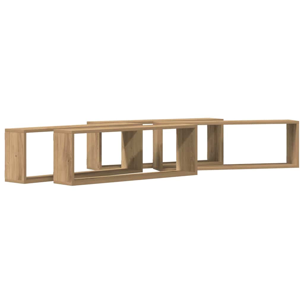 Wandschappen met plank 4 pcs Ambachtelijk eiken 80 x 15 x 26 cm is nu te koop bij PeponiXL, paradijselijk wonen!