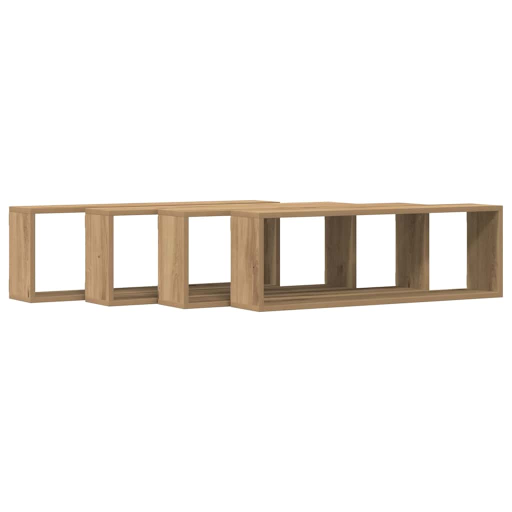 Wandschappen met plank 4 pcs Ambachtelijk eiken 80 x 15 x 26 cm is nu te koop bij PeponiXL, paradijselijk wonen!