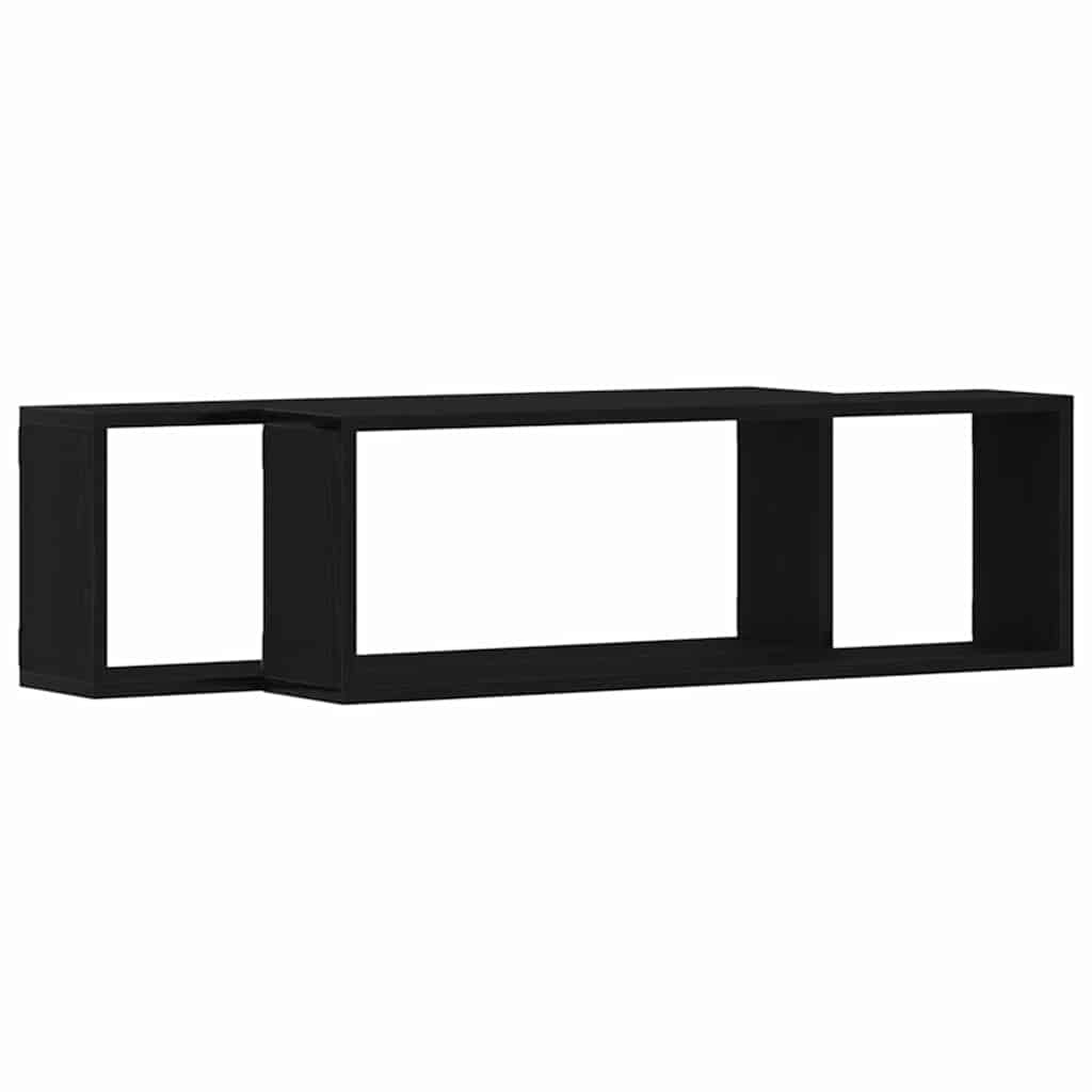Wandschappen 2 pcs Zwart Eiken 80 x 15 x 26 cm Bewerkt hout is nu te koop bij PeponiXL, paradijselijk wonen!