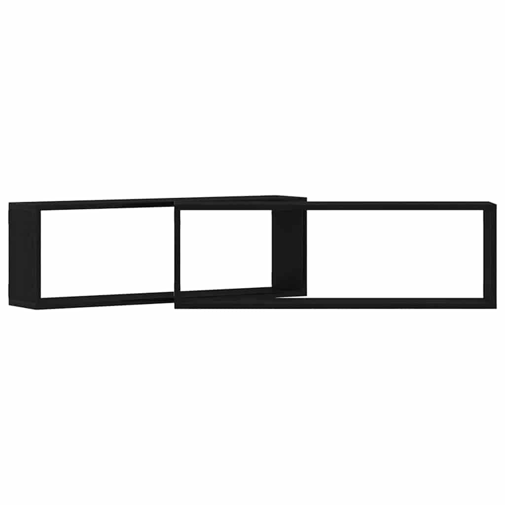 Wandschappen 2 pcs Zwart Eiken 80 x 15 x 26 cm Bewerkt hout is nu te koop bij PeponiXL, paradijselijk wonen!