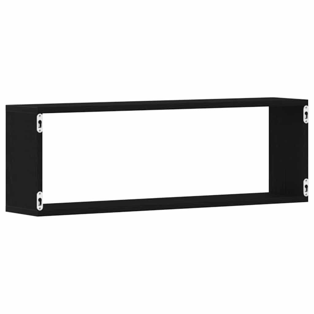 Wandschappen 4 pcs Zwart Eiken 80 x 15 x 26 cm Bewerkt hout is nu te koop bij PeponiXL, paradijselijk wonen!