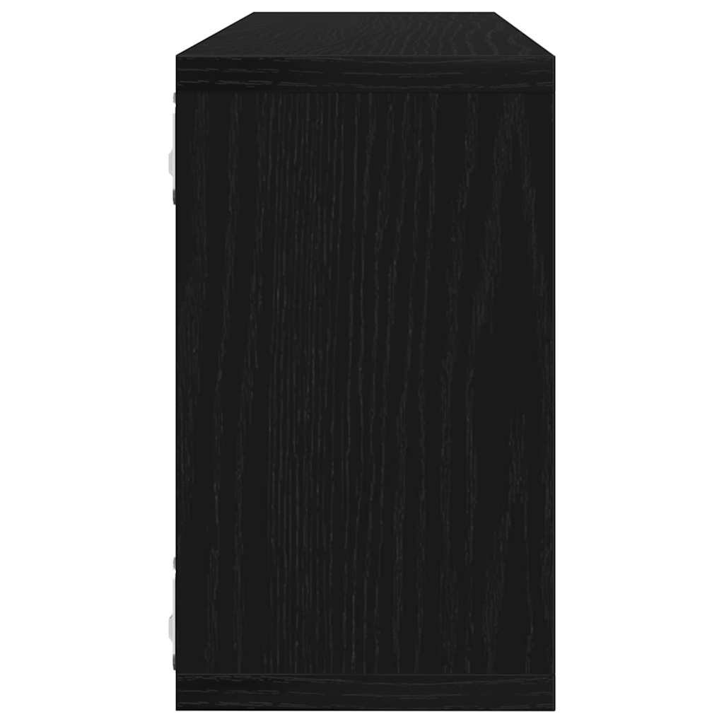 Wandschappen 4 pcs Zwart Eiken 80 x 15 x 26 cm Bewerkt hout is nu te koop bij PeponiXL, paradijselijk wonen!
