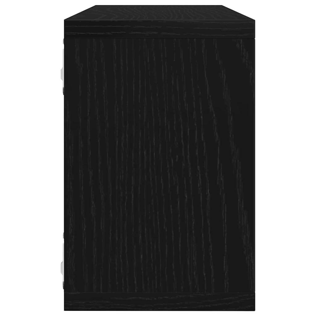 Wandschappen 2 pcs Zwart Eiken 60 x 15 x 23 cm Bewerkt hout is nu te koop bij PeponiXL, paradijselijk wonen!