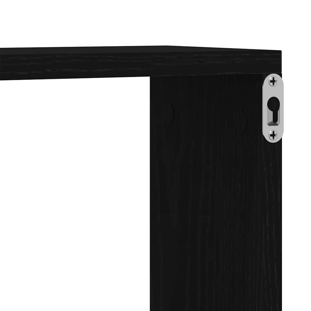 Wandschappen 4 pcs Zwart Eiken 60 x 15 x 23 cm Bewerkt hout is nu te koop bij PeponiXL, paradijselijk wonen!