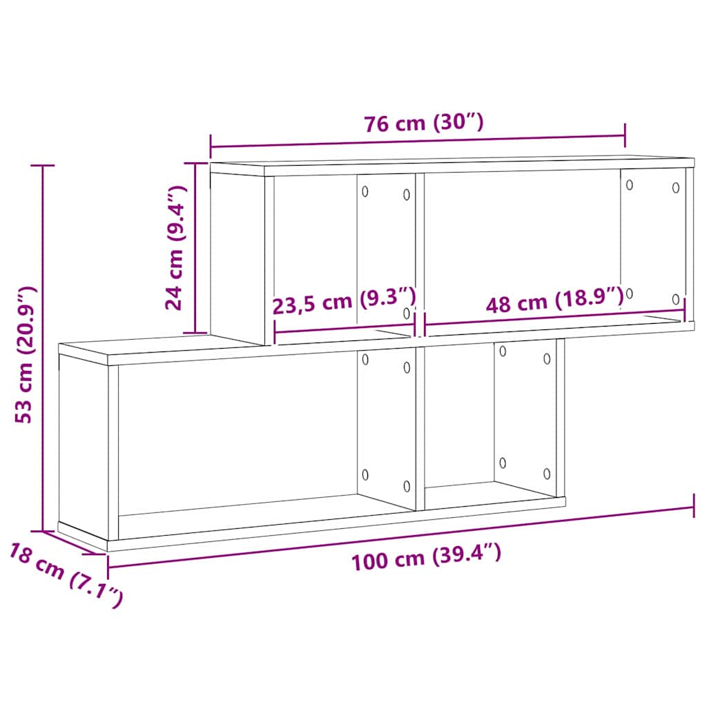 Wandplank met plank Zwart Eiken 76 x 15 x 53 cm Bewerkt hout is nu te koop bij PeponiXL, paradijselijk wonen!