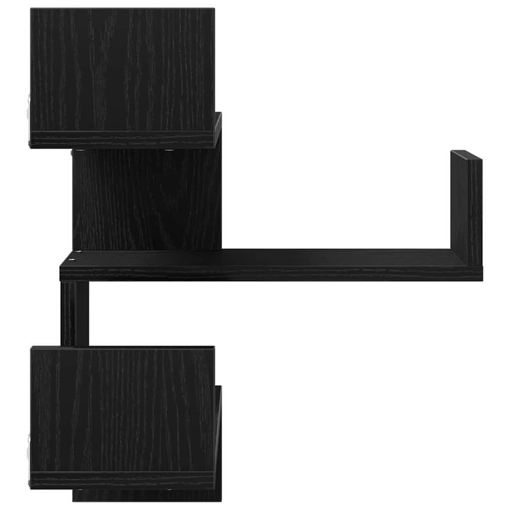 Wandplank met plank Zwart Eiken 40 x 40 x 49,5 cm Bewerkt hout is nu te koop bij PeponiXL, paradijselijk wonen!