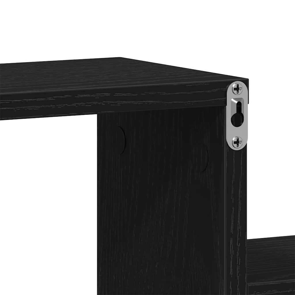 Wandplank met plank Zwart Eiken 80 x 15 x 78,5 cm Bewerkt hout is nu te koop bij PeponiXL, paradijselijk wonen!