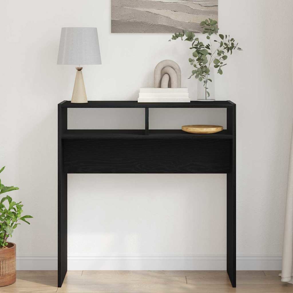 Wandtafel Zwart Eiken 78 x 30 x 80 cm Bewerkt hout is nu te koop bij PeponiXL, paradijselijk wonen!