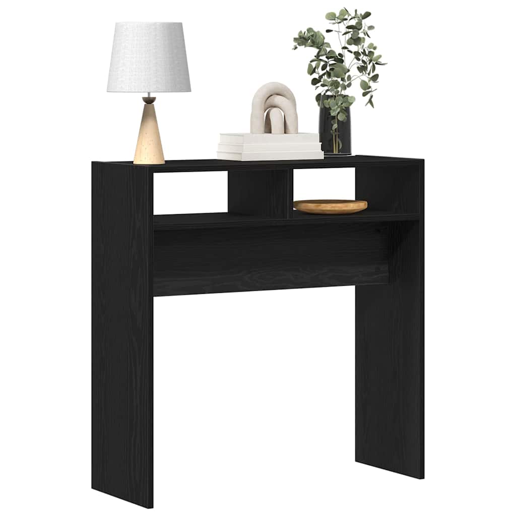 Wandtafel Zwart Eiken 78 x 30 x 80 cm Bewerkt hout is nu te koop bij PeponiXL, paradijselijk wonen!