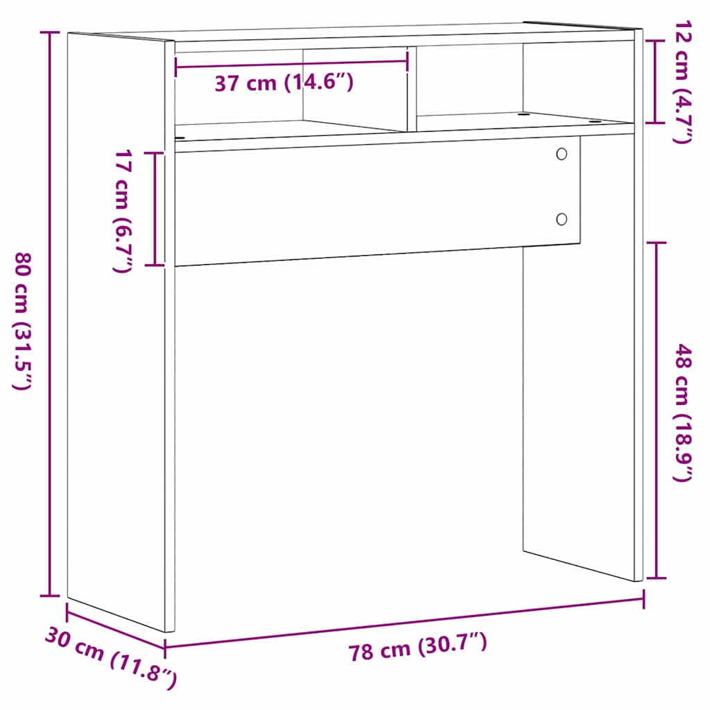 Wandtafel Zwart Eiken 78 x 30 x 80 cm Bewerkt hout is nu te koop bij PeponiXL, paradijselijk wonen!