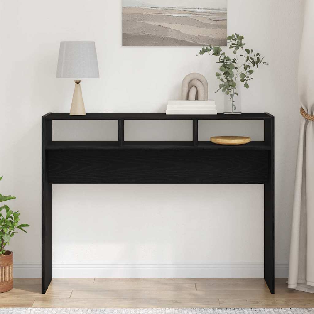 Wandtafel Zwart eiken 105 x 30 x 80 cm Bewerkt hout is nu te koop bij PeponiXL, paradijselijk wonen!