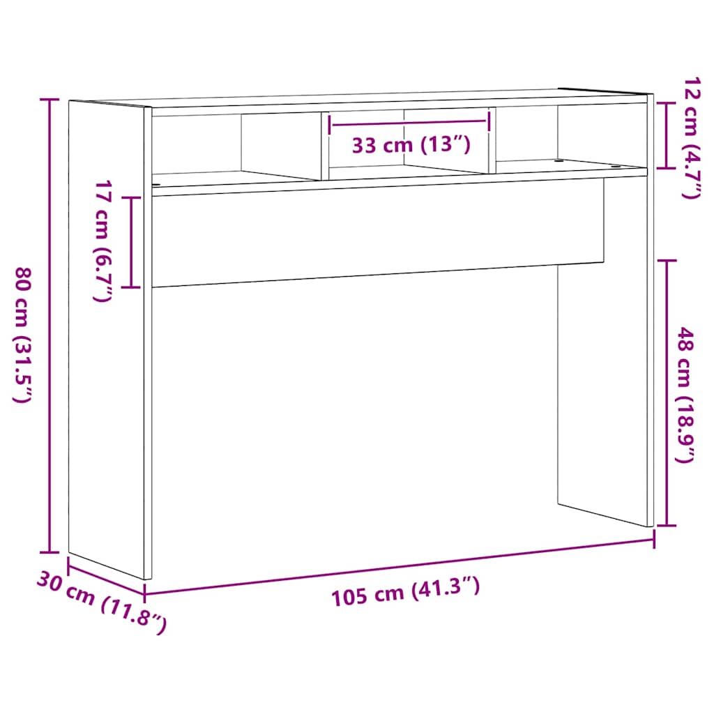 Wandtafel Zwart eiken 105 x 30 x 80 cm Bewerkt hout is nu te koop bij PeponiXL, paradijselijk wonen!