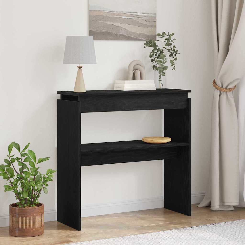 Wandtafel Zwart Eiken 80 x 30 x 80 cm Bewerkt hout is nu te koop bij PeponiXL, paradijselijk wonen!