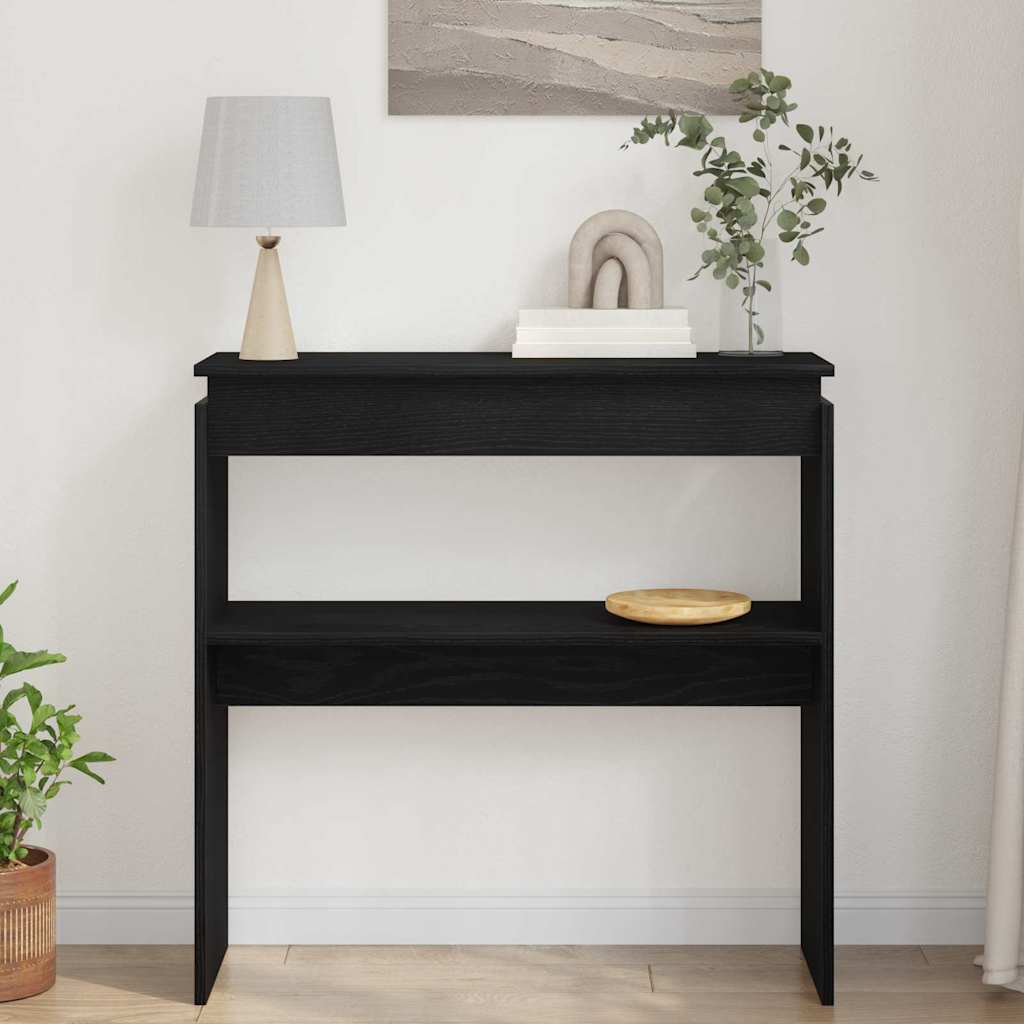 Wandtafel Zwart Eiken 80 x 30 x 80 cm Bewerkt hout is nu te koop bij PeponiXL, paradijselijk wonen!
