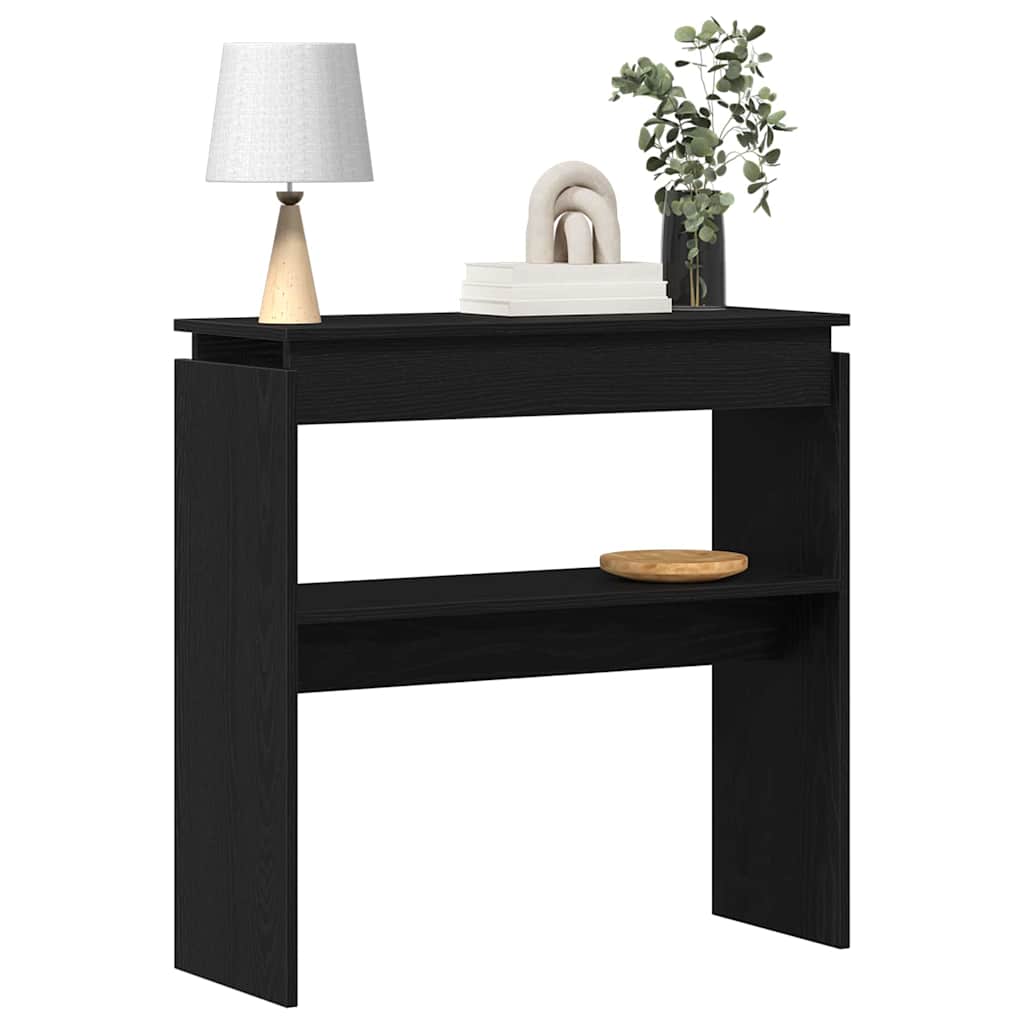 Wandtafel Zwart Eiken 80 x 30 x 80 cm Bewerkt hout is nu te koop bij PeponiXL, paradijselijk wonen!