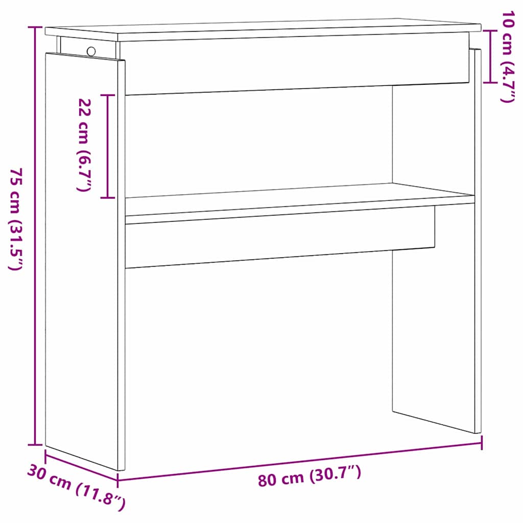 Wandtafel Zwart Eiken 80 x 30 x 80 cm Bewerkt hout is nu te koop bij PeponiXL, paradijselijk wonen!