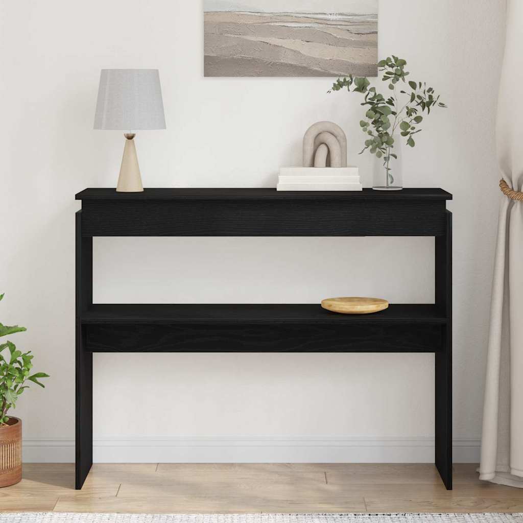 Wandtafel Zwart Eiken 80 x 30 x 102 cm Bewerkt hout is nu te koop bij PeponiXL, paradijselijk wonen!