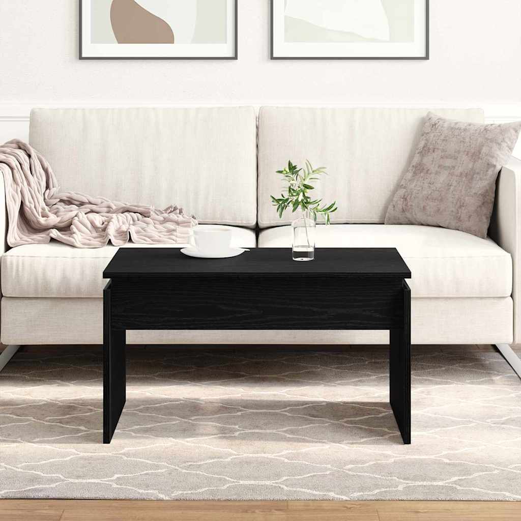 Salontafel Zwart Eiken 68 x 50 x 38 cm Bewerkt hout is nu te koop bij PeponiXL, paradijselijk wonen!