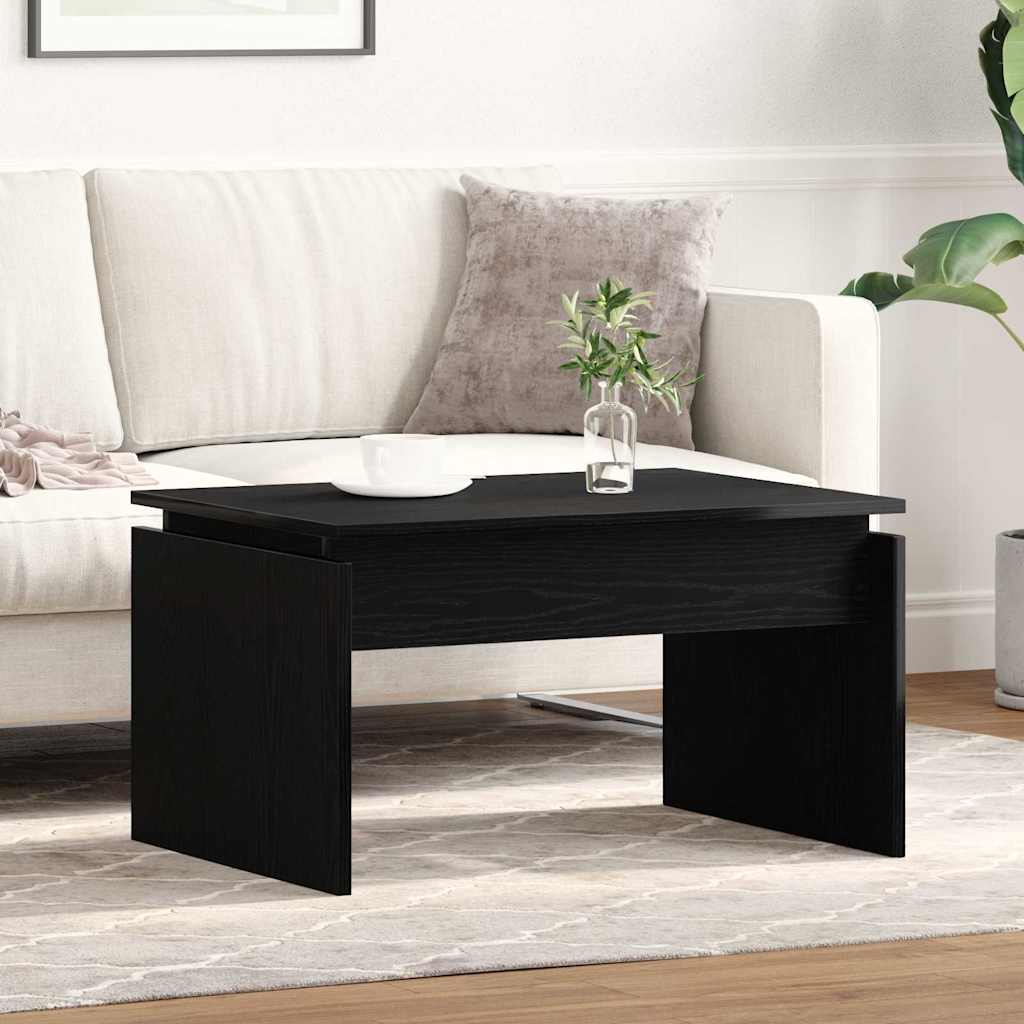 Salontafel Zwart Eiken 68 x 50 x 38 cm Bewerkt hout is nu te koop bij PeponiXL, paradijselijk wonen!