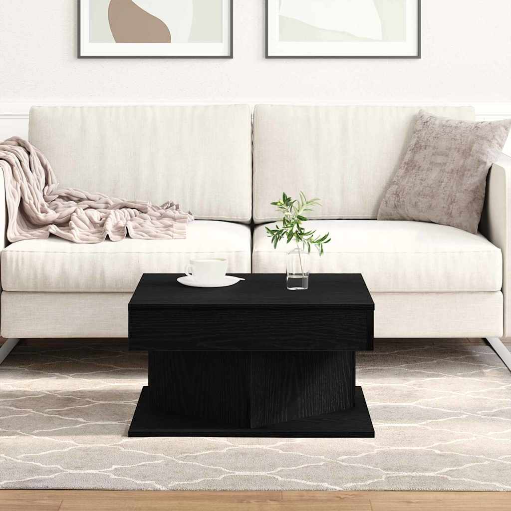 Salontafel Zwart Eiken 57 x 57 x 30 cm Bewerkt hout is nu te koop bij PeponiXL, paradijselijk wonen!
