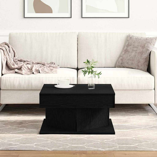 Salontafel Zwart Eiken 57 x 57 x 30 cm Bewerkt hout is nu te koop bij PeponiXL, paradijselijk wonen!