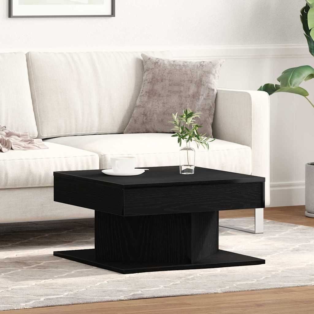 Salontafel Zwart Eiken 57 x 57 x 30 cm Bewerkt hout is nu te koop bij PeponiXL, paradijselijk wonen!