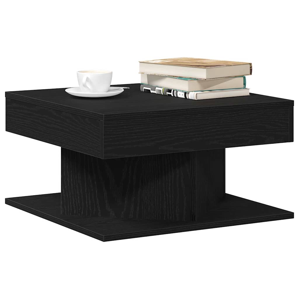 Salontafel Zwart Eiken 57 x 57 x 30 cm Bewerkt hout is nu te koop bij PeponiXL, paradijselijk wonen!