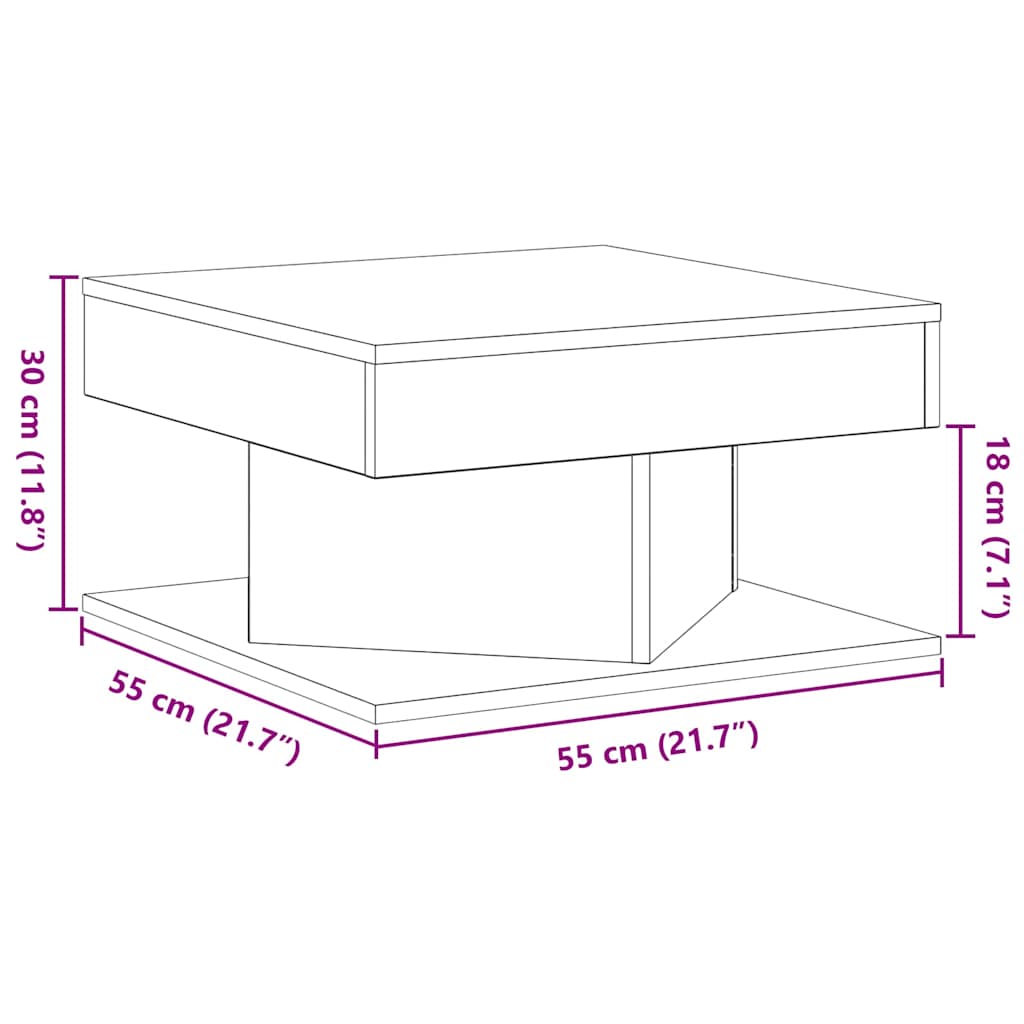 Salontafel Zwart Eiken 57 x 57 x 30 cm Bewerkt hout is nu te koop bij PeponiXL, paradijselijk wonen!