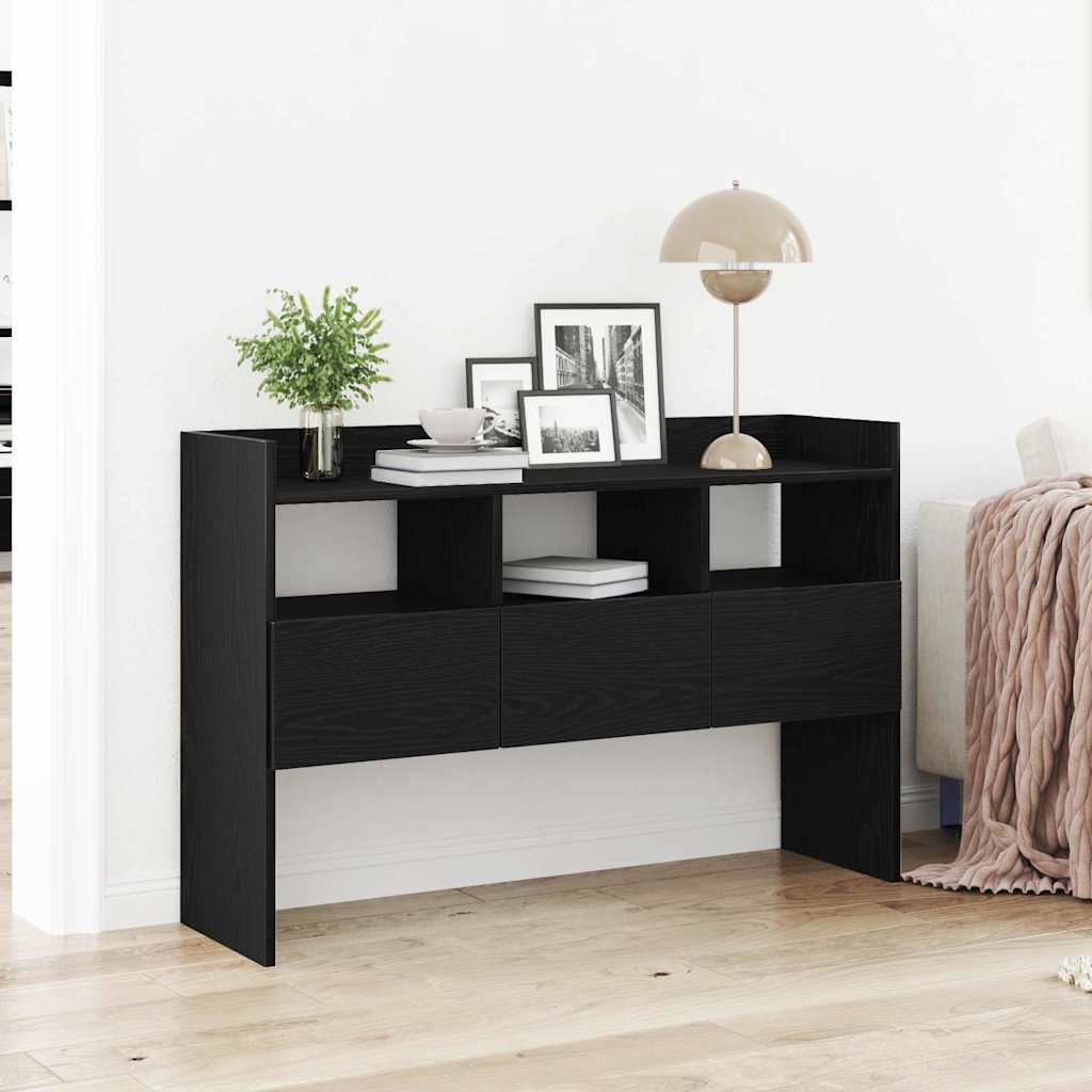 Dressoir met lade Zwart Eiken 105 x 30 x 70 cm Bewerkt hout is nu te koop bij PeponiXL, paradijselijk wonen!