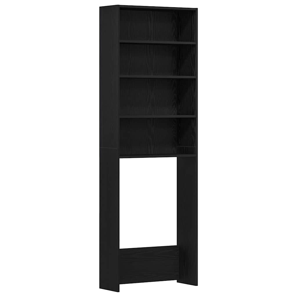 Wasmachinekast Zwart Eiken 64 x 24 x 190 cm Bewerkt hout is nu te koop bij PeponiXL, paradijselijk wonen!