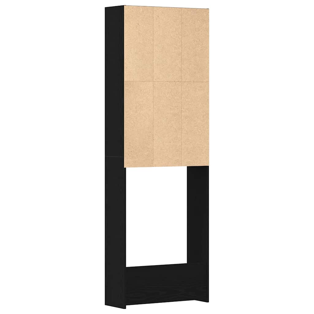 Wasmachinekast Zwart Eiken 64 x 24 x 190 cm Bewerkt hout is nu te koop bij PeponiXL, paradijselijk wonen!