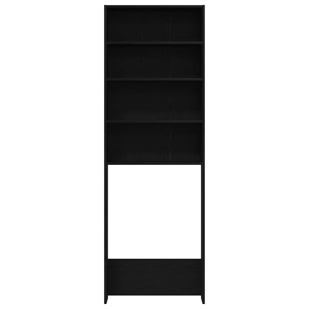 Wasmachinekast Zwart Eiken 64 x 24 x 190 cm Bewerkt hout is nu te koop bij PeponiXL, paradijselijk wonen!
