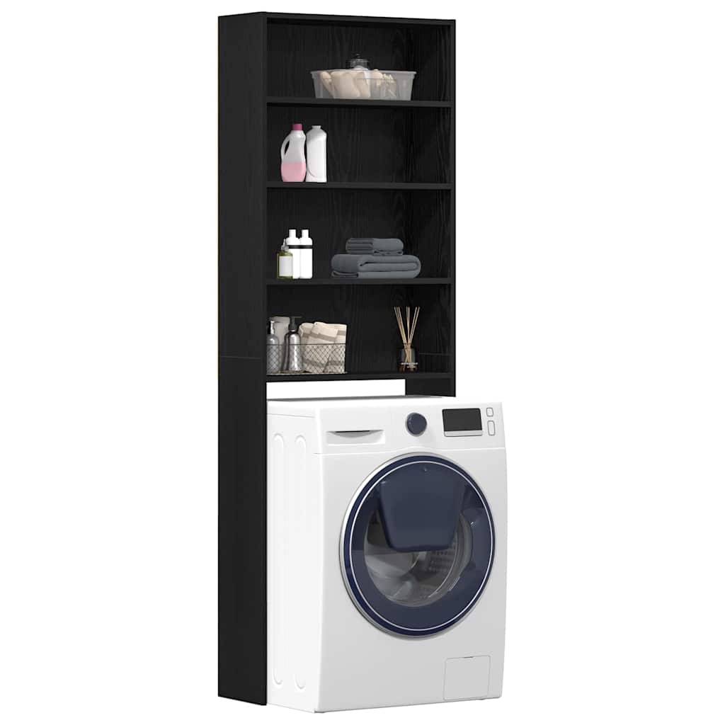 Wasmachinekast Zwart Eiken 64 x 24 x 190 cm Bewerkt hout is nu te koop bij PeponiXL, paradijselijk wonen!
