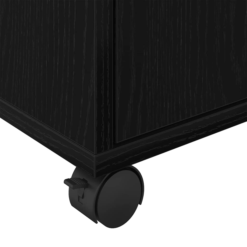 Rolling Kast met wiel Zwart Eiken 45 x 38 x 54 cm Bewerkt hout is nu te koop bij PeponiXL, paradijselijk wonen!