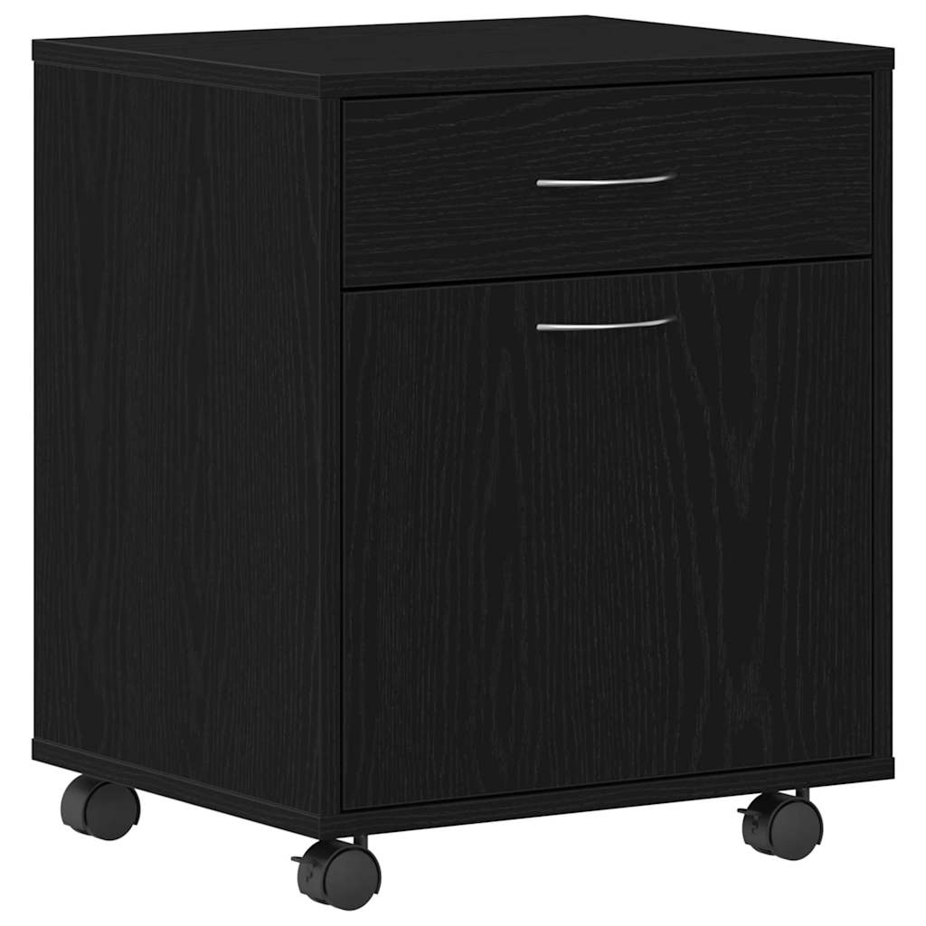 Rolling Kast met wiel Zwart Eiken 45 x 38 x 54 cm Bewerkt hout is nu te koop bij PeponiXL, paradijselijk wonen!